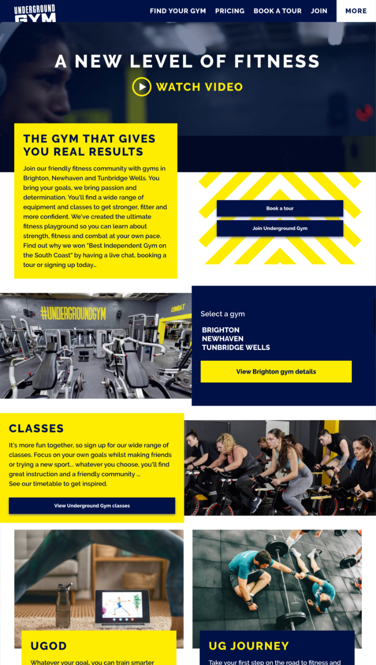 Gym website home page design