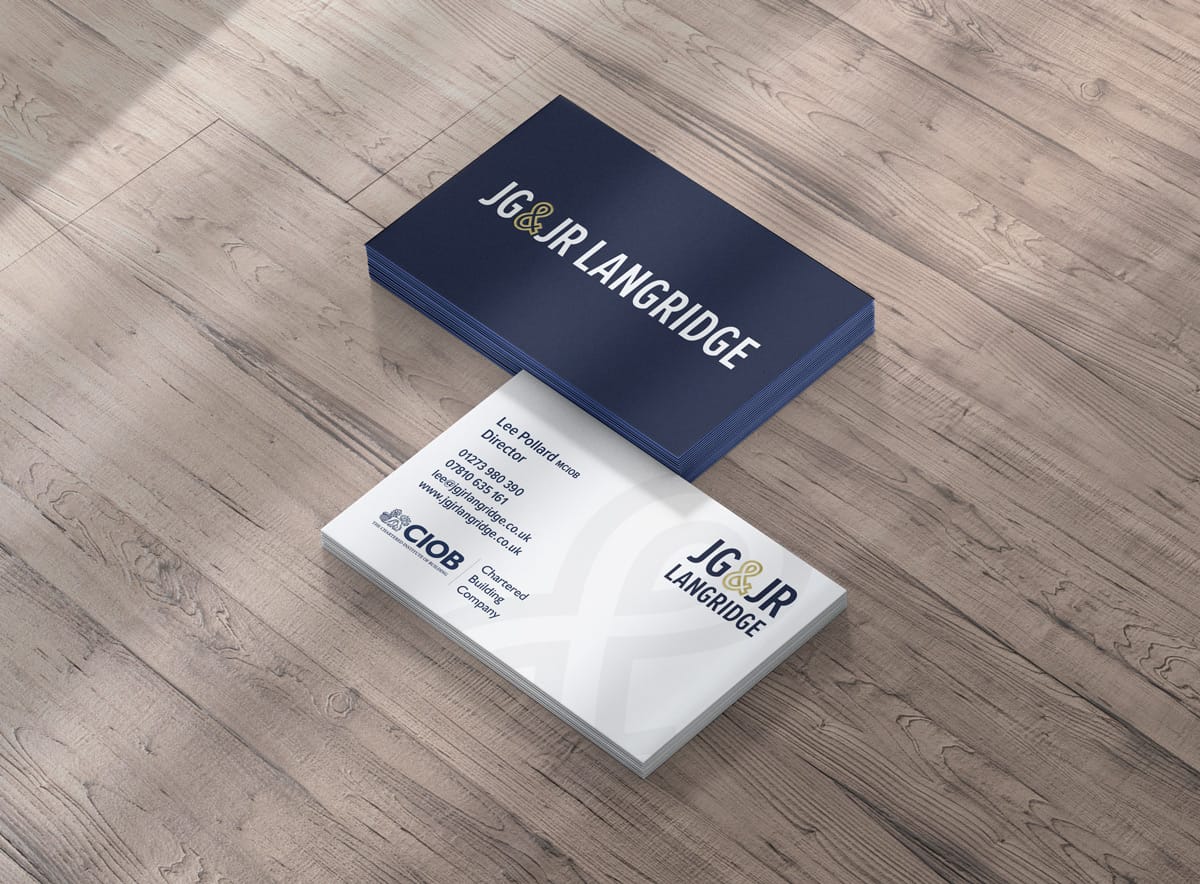 Branded business card design for construction company
