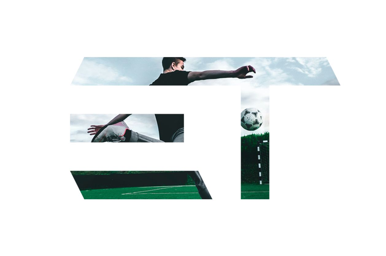 Sports logo with a picture of a footballer set inside